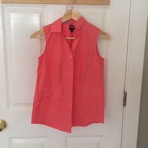 Coral blouse that works with navy skirt listed